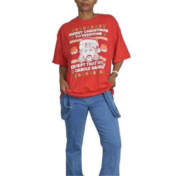 Tiger King Ugly Christmas Tee Carole Tacky Santa Holiday T-Shirt Size XL Unisex - Picture 6 of 12